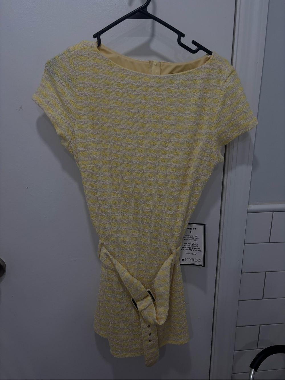 B. Darlin Soft Yellow Textured Dress with Belt